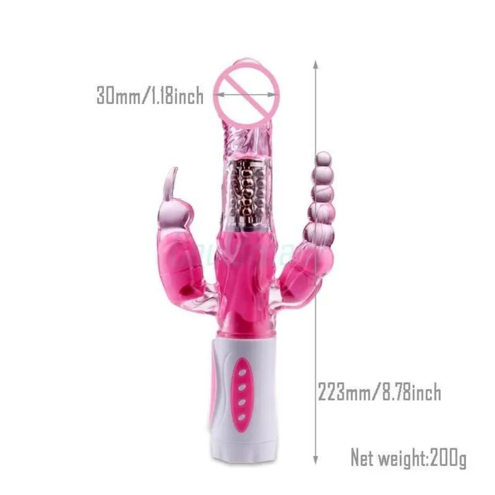 Triple Orgasm Bunny VibratorRabbit Tapping Jack Ears Crystal Lovegasm Vibrators