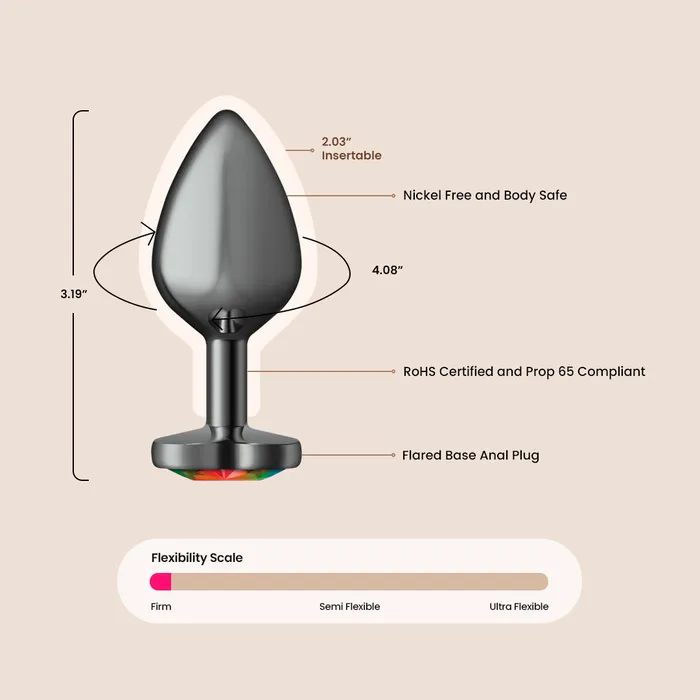 Anal Viben Toys Cheeky Charms Gunmetal Heart Plug lightweight metal booty jewelry