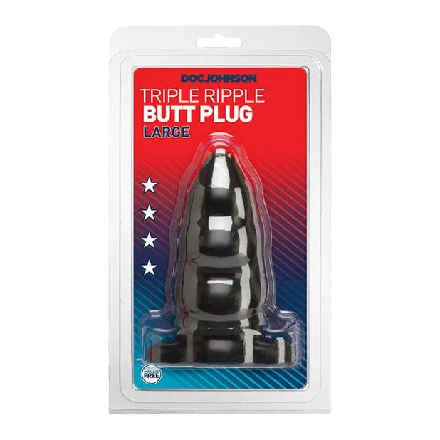 Doc Johnson Classic Triple Ripple Butt Plug Large Black Doc Johnson Anal