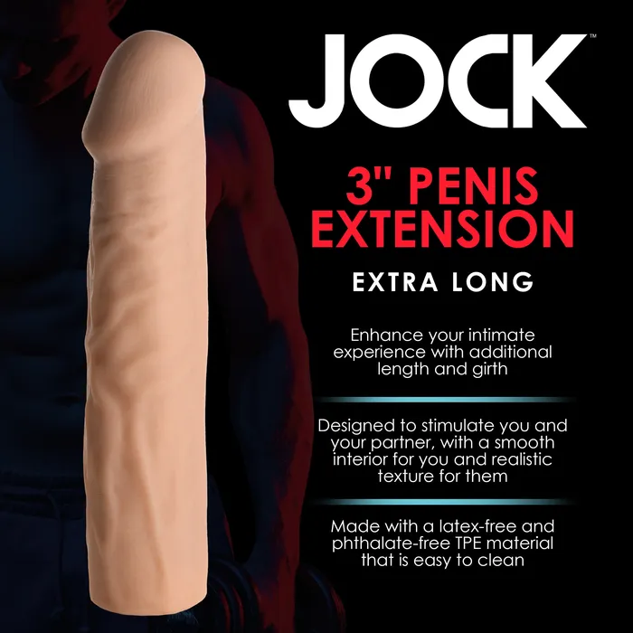 Male Sex Toys CURVE TOYS JOCK Extra Long 3 Penis Extension Sleeve Light Color