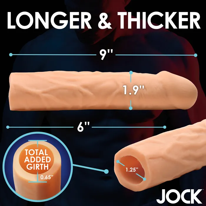 Male Sex Toys CURVE TOYS JOCK Extra Long 3 Penis Extension Sleeve Light Color
