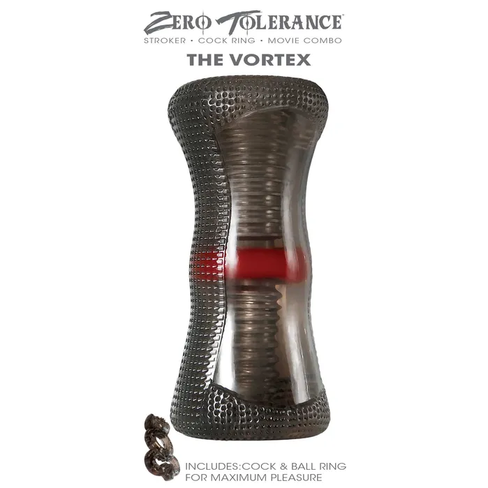 Male Sex Toys Zero Tolerance Zero Tolerance The Vortex Soft Stroker with Vibrating Cock Ring Black