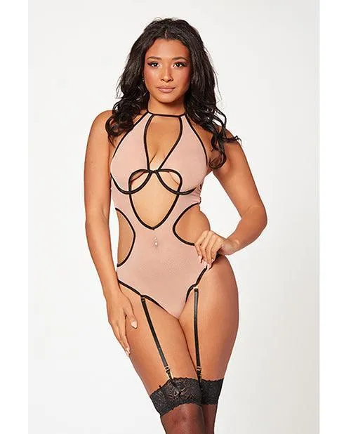 Seven til Midnight Costume Vibrators Mesh Cut Out Halter Teddy Os
