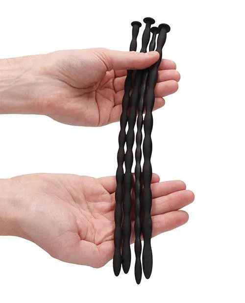 Shots America LLC Anal Shots Ouch Advanced Urethral Sounding Silicone Spiral Plug Set Black