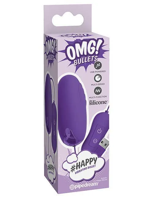Vibrators Pipedream Products Omg Bullets hash Tag Happy Purple