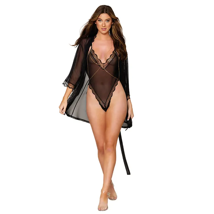 Anal Dreamgirl Mesh Robe Strappy Back Teddy With Lace Trim Black XL Hanging Dreamgirl International Anal Dreamgirl Mesh Robe Strappy Back Teddy With Lace Trim Black XL Hanging Dreamgirl International