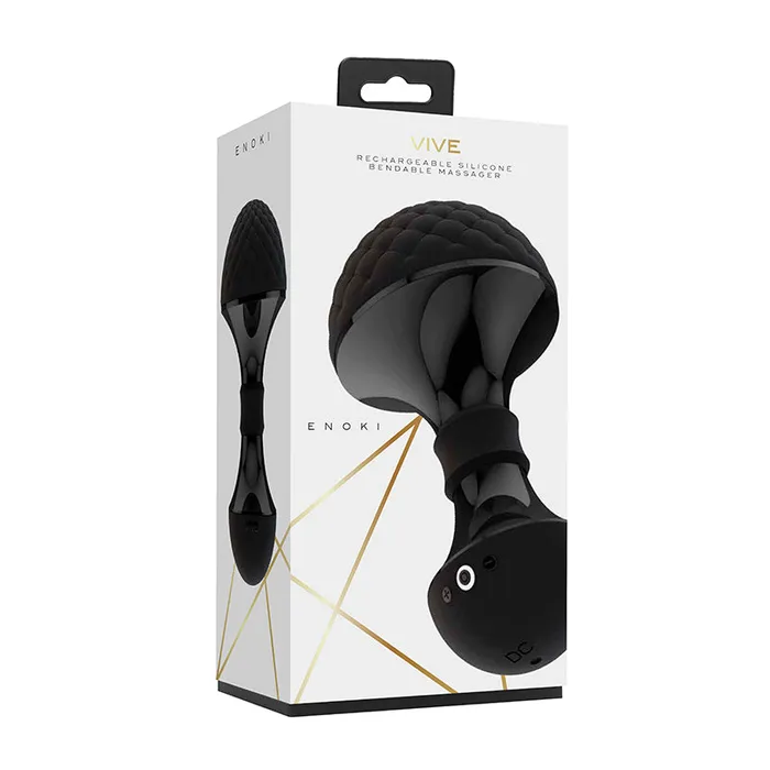 Anal Shots America LLC VIVE ENOKI Rechargeable Bendable Silicone Massager Black Anal Shots America LLC VIVE ENOKI Rechargeable Bendable Silicone Massager Black