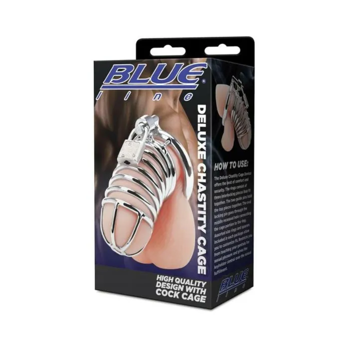 Blue Line Deluxe Chastity Cage Electric EEL Inc Male Sex Toys