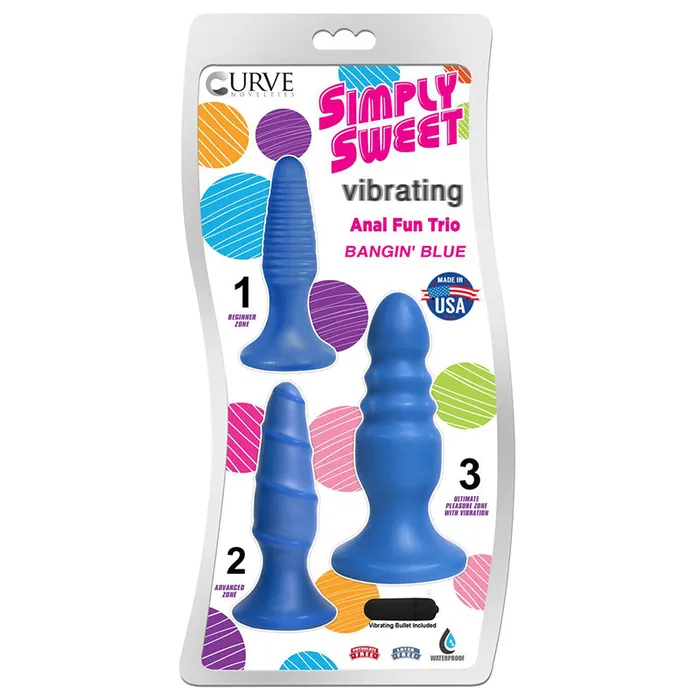 Curve Novelties Anal Curve Toys Simply Sweet Vibrating Anal Fun Trio 3Piece Plug Set Blue Curve Novelties Anal Curve Toys Simply Sweet Vibrating Anal Fun Trio 3Piece Plug Set Blue