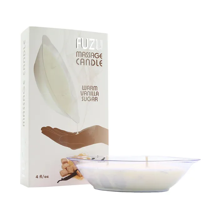 Deeva Couples Fuzu Massage Candle Warm Vanilla Sugar White 4 oz