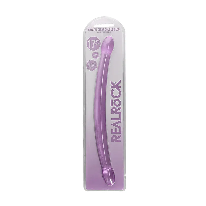 Dildos Shots America LLC RealRock Crystal Clear NonRealistic 17 in Double Dildo Purple Dildos Shots America LLC RealRock Crystal Clear NonRealistic 17 in Double Dildo Purple
