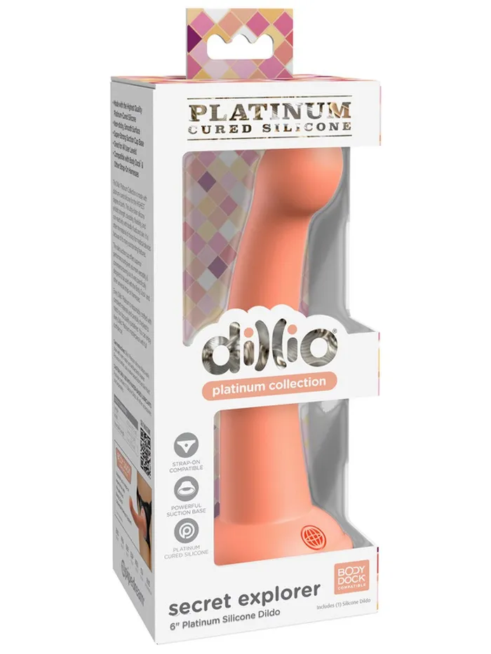 Dillio Platinum Secret Explorer 6in Peach Dildo Pipedreams Dildos