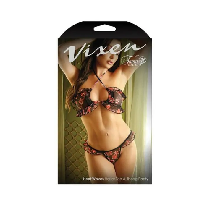 Fantasy Lingerie Anal Vixen Heat Waves Floral Print Ruffled Bralette Matching Thong Panty Black Os Fantasy Lingerie Anal Vixen Heat Waves Floral Print Ruffled Bralette Matching Thong Panty Black Os