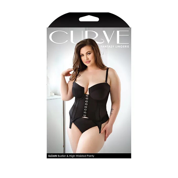 Fantasy Lingerie Curve Sloan Cropped Bustier With Molded Cups HighWaisted Panty Black XL2XL Fantasy Lingerie Female Sex Toys Fantasy Lingerie Curve Sloan Cropped Bustier With Molded Cups HighWaisted Panty Black XL2XL Fantasy Lingerie Female Sex Toys