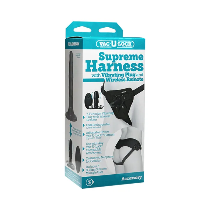 Female Sex Toys Doc Johnson VacULock Supreme Harness With Vibrating Plug Black Female Sex Toys Doc Johnson VacULock Supreme Harness With Vibrating Plug Black
