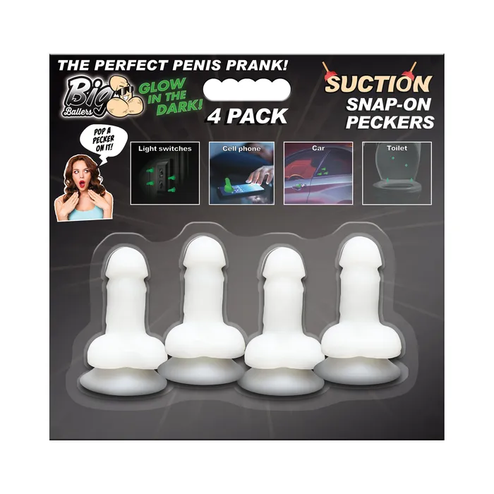 GlowintheDark Suction SnapOn Peckers 4 Pack Big Ballers Female Sex Toys