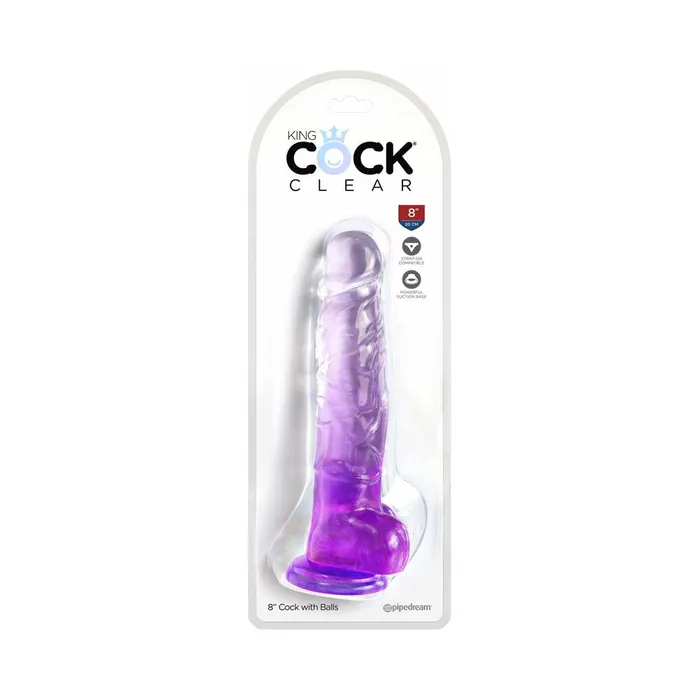 King Cock Clear with Balls 8in Purple Pipedream Dildos