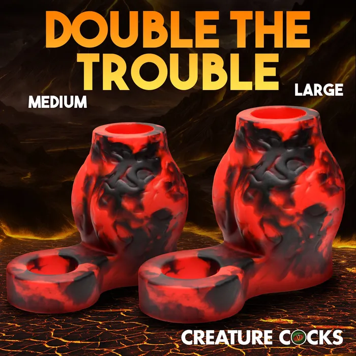 Male Sex Toys Creature Cocks Hell Hound Silicone Penis Sleeve Ball Stretcher Medium