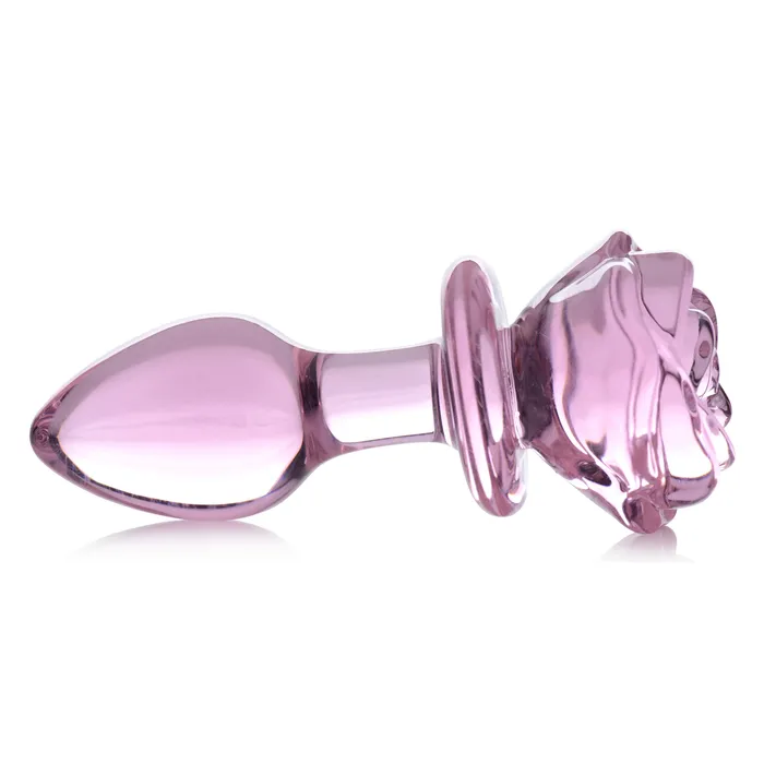 Male Sex Toys Pink Rose Glass Anal Plug Medium Booty Sparks