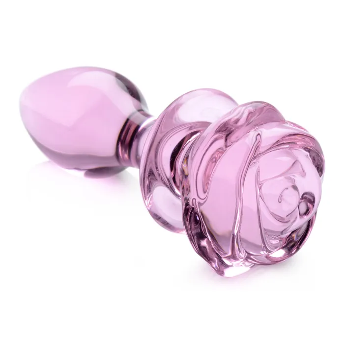 Male Sex Toys Pink Rose Glass Anal Plug Medium Booty Sparks