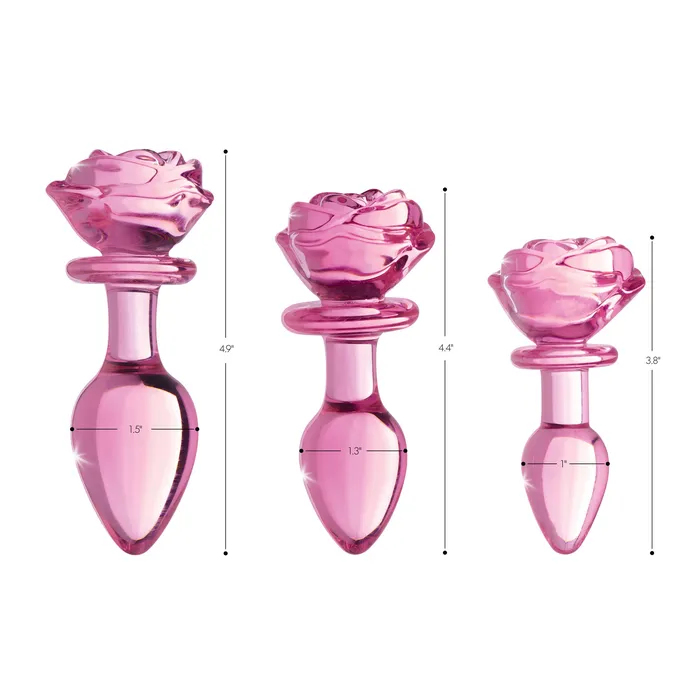Male Sex Toys Pink Rose Glass Anal Plug Medium Booty Sparks