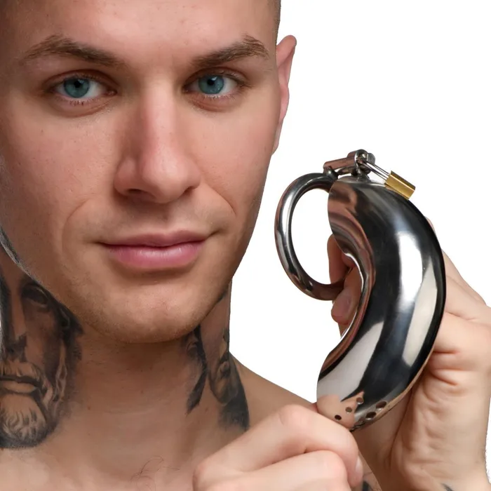 Master Series Male Sex Toys Locking Stainless Steel Chastity Cage w 3 Rings