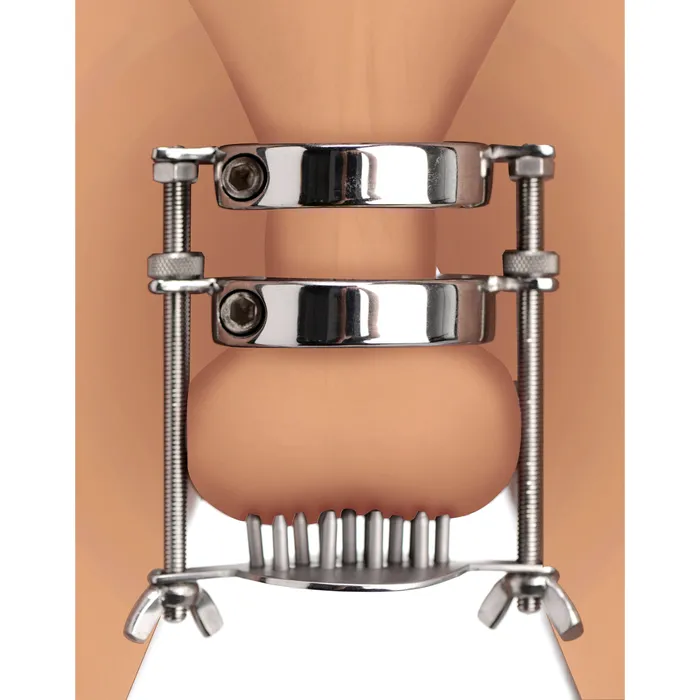 Master Series Male Sex Toys Stainless Steel Spiked CBT Ball Stretcher and Crusher Master Series Male Sex Toys Stainless Steel Spiked CBT Ball Stretcher and Crusher
