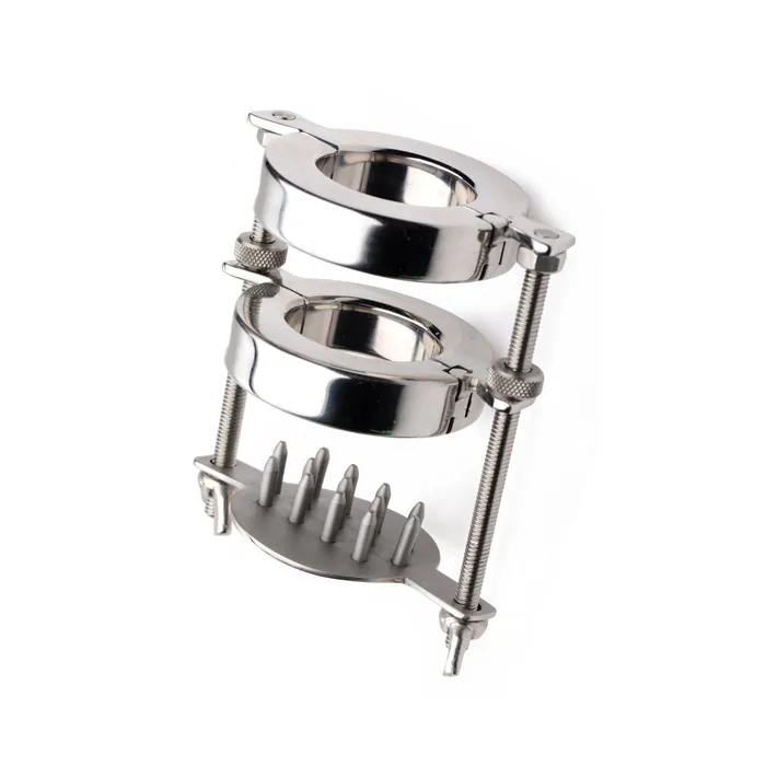 Master Series Male Sex Toys Stainless Steel Spiked CBT Ball Stretcher and Crusher