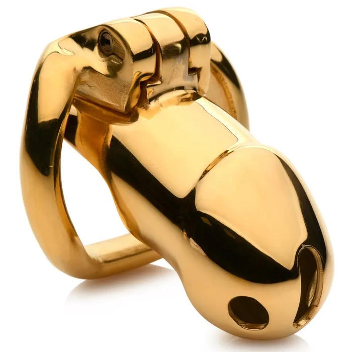 Midas 18K GoldPlated Locking Chastity Cage Master Series Male Sex Toys