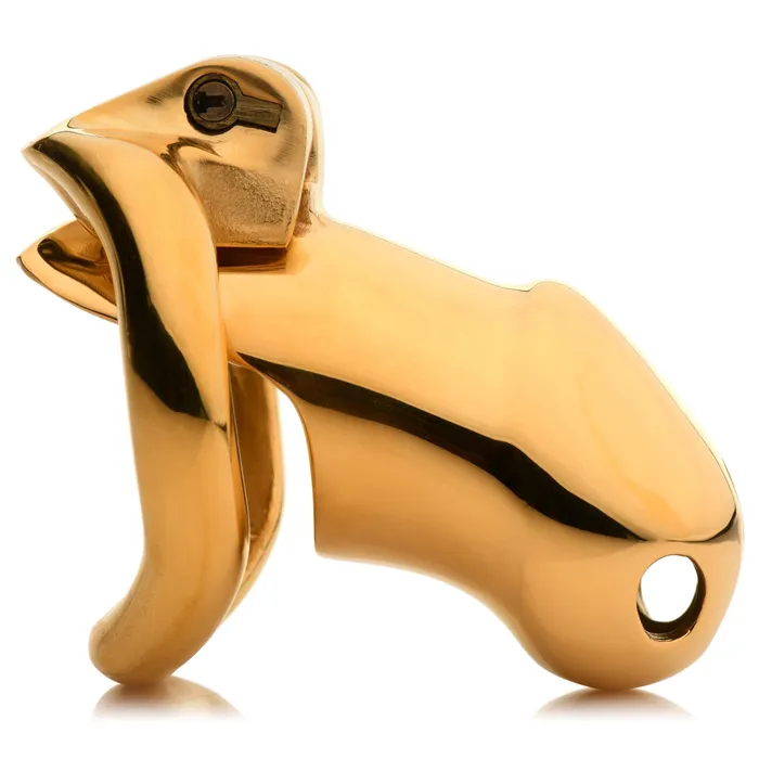 Midas 18K GoldPlated Locking Chastity Cage Master Series Male Sex Toys