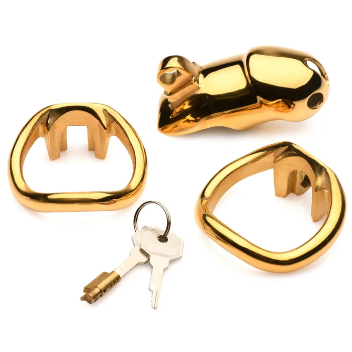 Midas 18K GoldPlated Locking Chastity Cage Master Series Male Sex Toys