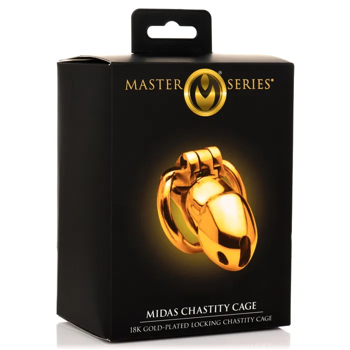 Midas 18K GoldPlated Locking Chastity Cage Master Series Male Sex Toys