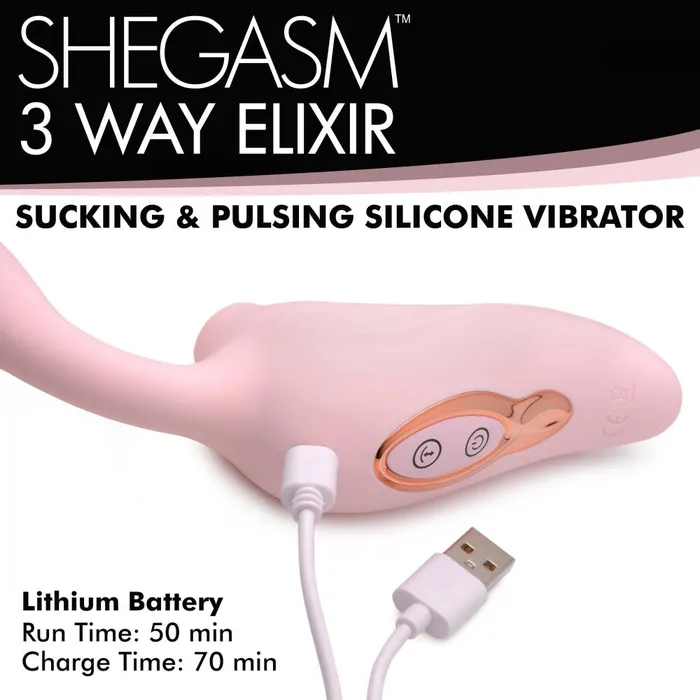 Shegasm Vibrators 3 Way Elixir Sucking Pulsing Vibrator