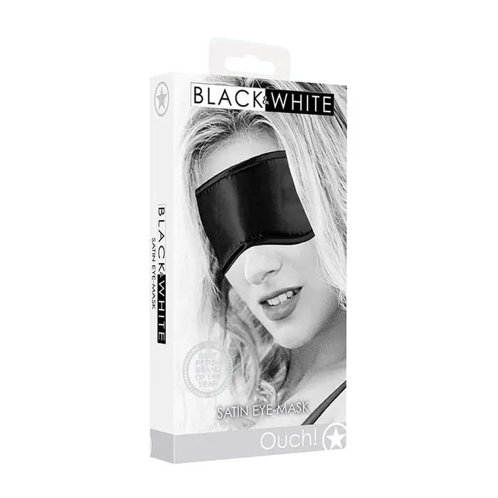 Shots America LLC Anal Ouch Black White Satin Eye Mask Blindfold Black