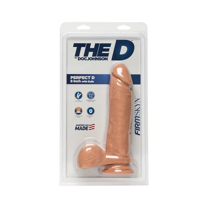 The D The Perfect D 8 inches Dildo with Balls Beige Doc Johnson Dildos