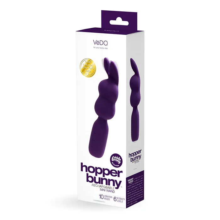 VeDO Hopper Bunny Rechargeable Silicone Mini Wand Vibrator Purple Savvy Co Vibrators VeDO Hopper Bunny Rechargeable Silicone Mini Wand Vibrator Purple Savvy Co Vibrators