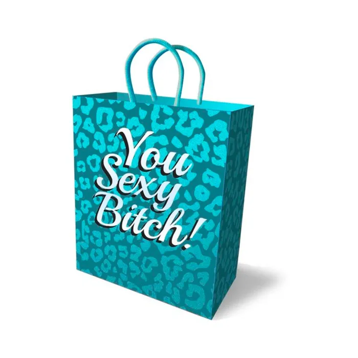 Vibrators You Sexy Bitch Gift Bag Teal Blue 10 inches Little Genie Productions