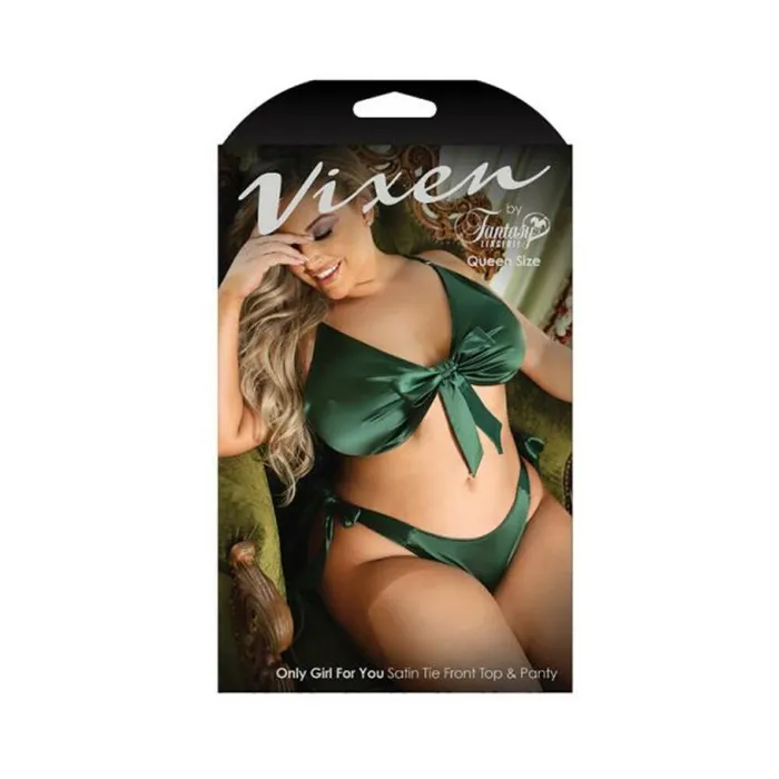 Vixen Only Girl For You Satin Tiefront Top Matching Panty Emerald Queen Fantasy Lingerie Female Sex Toys Vixen Only Girl For You Satin Tiefront Top Matching Panty Emerald Queen Fantasy Lingerie Female Sex Toys