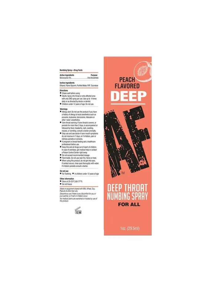 AF Male Sex Toys Deep AF Numbing Throat Spray Peach