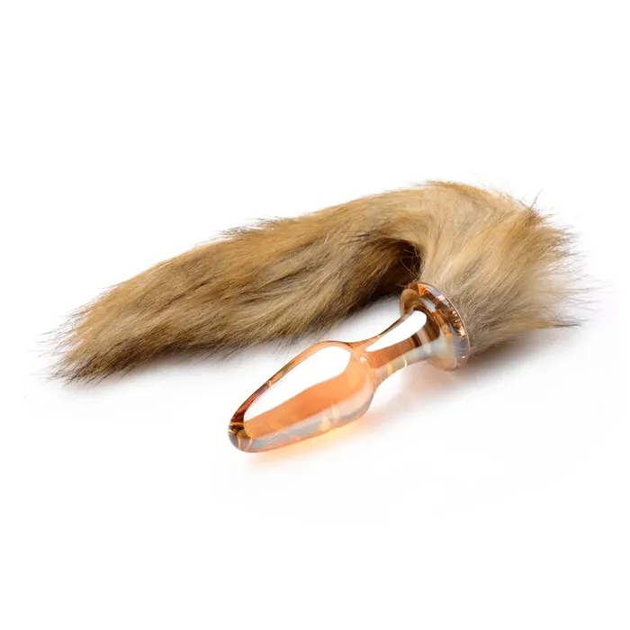 Anal Tailz Tailz Fox Tail Glass Butt Plug Orange