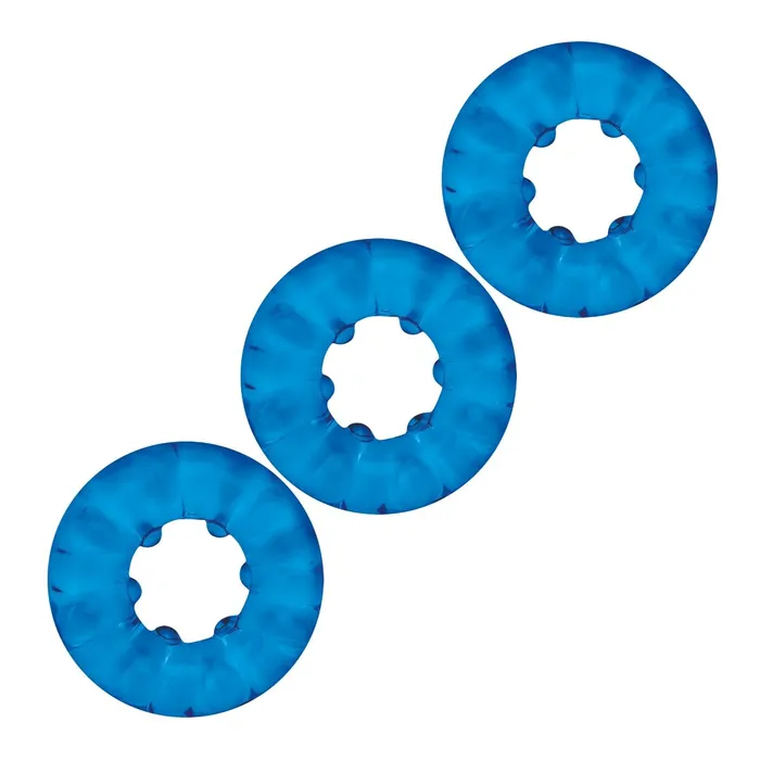 Blue Line Male Sex Toys Blue Line Ribbed Rider Cock Ring Set 3 Pack Blue