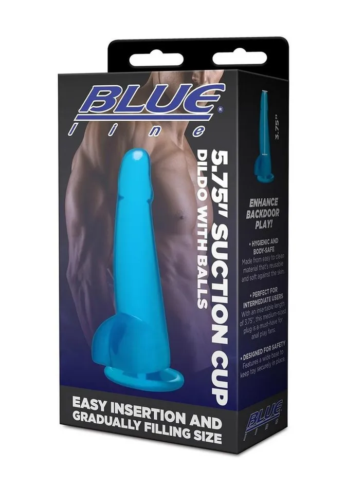Blue Line Suction Cup Dildo with Balls Blue Line CandB Gear Female Sex Toys