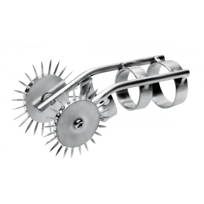 Dildos Master Series Master Series Spikes Double Finger Pinwheel Silver