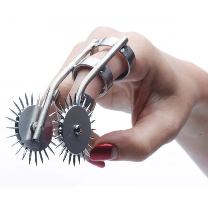 Dildos Master Series Master Series Spikes Double Finger Pinwheel Silver