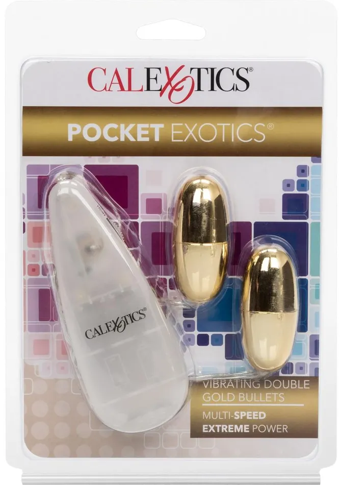 Female Sex Toys Pocket Exotics Pocket Exotics Vibrating Double Gold Bullets