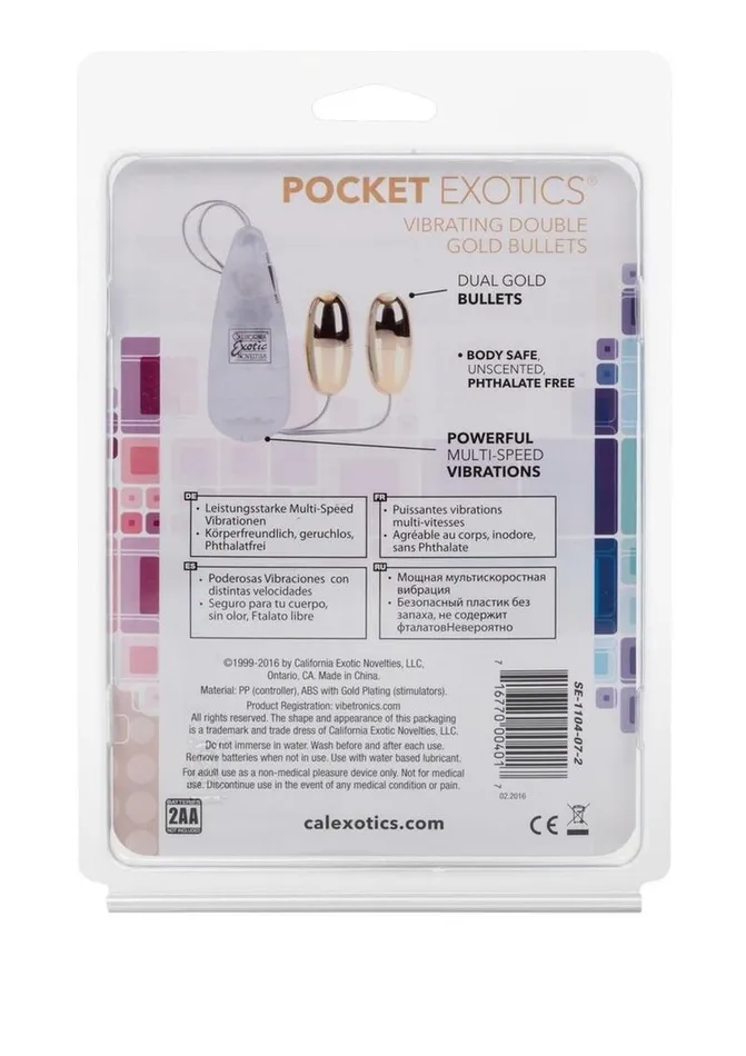 Female Sex Toys Pocket Exotics Pocket Exotics Vibrating Double Gold Bullets