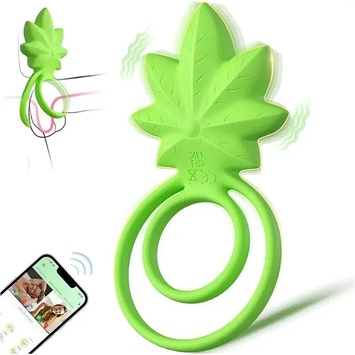 Inyarose Male Sex Toys Cannabis Leaf Double Ring Penis Ring