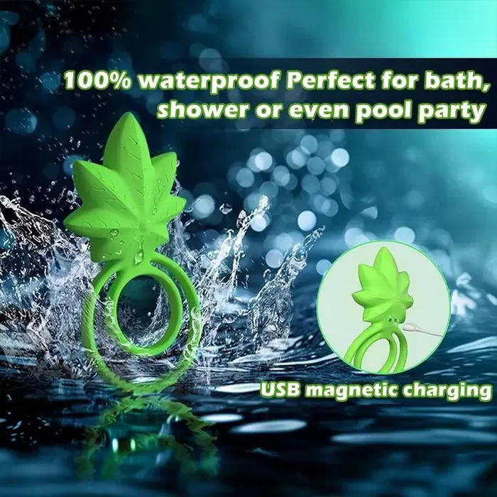 Inyarose Male Sex Toys Cannabis Leaf Double Ring Penis Ring