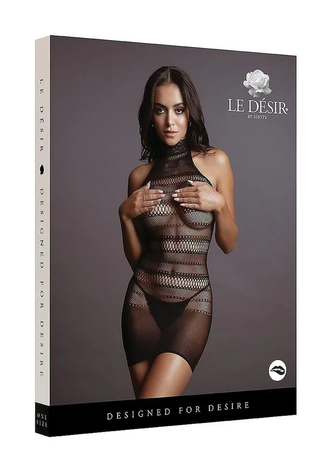 Le Desir High Lace Neck Net Mini Dress Le Desir Female Sex Toys