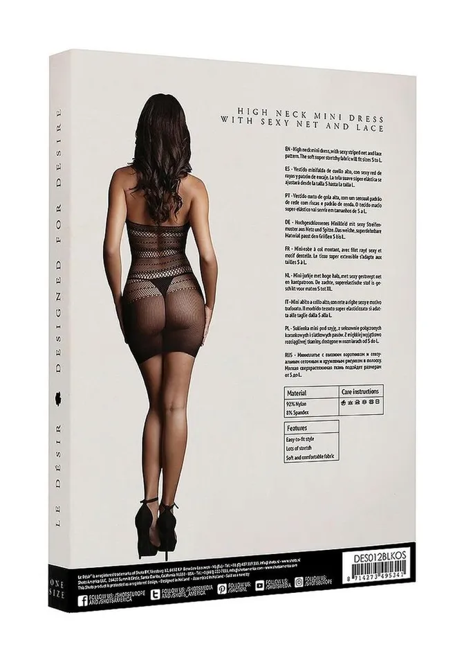 Le Desir High Lace Neck Net Mini Dress Le Desir Female Sex Toys